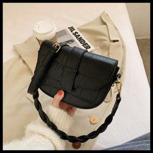 NEW Braided Black Shoulder Bag Crossbody